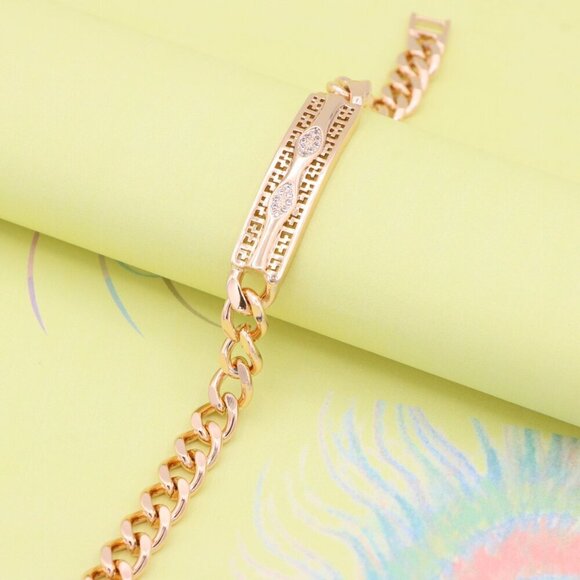 "Elegant Rose Gold Link Bracelet with Sparkling Dual Marquise Design, XPBL0955 - Picture 3 of 12